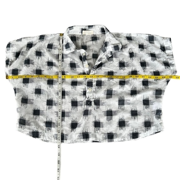 CP Shades Dolman Sleeve Popover Cotton Crop Top Square Crosshatch XS Boxy GUC - Picture 8 of 11